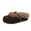 Zapatillas de Felpa con Estampado de Leopardo de Otoño e Invierno, Zapatos de Mujer de Moda con Hebilla Metálica, Estilo Infantil, Punta Cerrada, Slip-on, Zapatillas Birkenstock