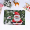 Tecido de Malha de Novo Produto Transfronteiriço Papai Noel Boneco de Neve Jogo Americano Boneca de Desenho Animado Jogo Americano Isolante Toalha de Mesa Velho Pequena Árvore Jogo Americano