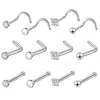 Kit de piercing de nariz em aço inoxidável clássico transfronteiriço joia de piercing kit de argola de nariz aço titânio ornamento de nariz com incrustação de diamante joia de piercing