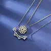 Collar Doble Uso Forma de Corazón y Trébol de Cuatro Hojas para Mujer, Cadena de Clavícula de Moda con Colgante de Diamante, Popular en Transmisiones en Vivo