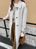 Abrigo de Lana de Doble Cara Otoño 2025 Otoño e Invierno Cuello de Muñeca Engrosado Nuevo Botón de Cuerno Estilo Coreano Abrigo de Lana Estilo Casual