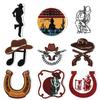 Serie Vaquera de Mezclilla Creativa Pequeña Etiqueta Adhesiva de Tela Bordado Tirador Sombrero Riendas Botas de Violín Accesorios
