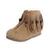 Botas de Cuero de Princesa Retro de Moda 2026 Otoño/Invierno Nuevas Botas Cortas para Niñas Diseño Estilo Coreano Botas de Exterior con Flecos para Niños