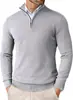 Suéter de punto con media cremallera para hombre, ajuste slim, casual de negocios, top fino como capa base para hombre
