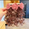 Grampo de cabelo com laço para peruca infantil, novo grampo de cabelo coreano com bolinhas cacheadas, tecido vermelho JK, princesa, grampo de cabelo fofo