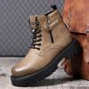 Botas Martin Masculinas Outono e Inverno Novas com forro de lã Quentes Cano alto Casual Fundo grosso Ferramentas Moda All-match Botas de algodão para homens
