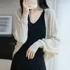 Novedad de Verano Holgado Tallas Grandes Ropa Exterior Protección Solar Cardigan de Punto Estilo Perezoso Manga Larga Habitación con Aire Acondicionado Chal de Punto para Mujer