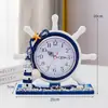 Decoração de quarto infantil casa quarto de dormir relógio de mesa sala de estar relógio de madeira decoração Mediterâneo leme de navegação relógio de assento relógio de mesa