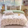 Atacado do Fabricante Conjunto de Quatro Peças Espesso de Algodão Puro Escovado de Lençóis e Capas de Edredom Conjunto de Roupa de Cama de Três Peças para Dormitório Dropshipping
