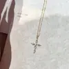 Colar Cruz de Diamante Brilhante em Prata de Lei s925 Estilo Coreano Luxo Leve Exquisito Moderno Versátil Para o Dia a Dia Design de Nicho Corrente para Clavícula