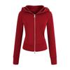 Camisa Térmica de Veludo Estilo Hot Girl Americana com Capuz Moletom Feminino Outono Slim Cardigan com Zíper Manga Longa Jaqueta Esportiva para Yoga