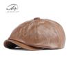 Chapéu Masculino e Feminino Primavera e Outono Casual Boné Boina de Couro PU Boné Octogonal Vintage Britânico Boné de Jovem Notícias Tendência
