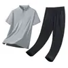 Conjunto de Três Peças Respirável de Seda Gelada Polo de Manga Curta Camiseta de Verão Novo Casual Esportivo para Jovens Homens