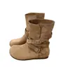 Botín para mujer con plataforma y tacón oculto. Botas Martens Birkenstock 2026 nuevo otoño/invierno súper bonitas de media pantorrilla estilo vaquero occidental cortas
