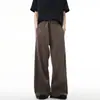 Marca Americana de Hip-Hop de Moda Pantalones de Tela Fluida de Alta Gama para Hombres y Mujeres Cinturón Retro Estilo Holgado Versátil Recto Pantalones Casuales