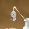 Grampo de Cabelo Estilo Étnico com Franjas Geométricas Vazadas, Grampo de Cabelo Moderno com Gotejamento de Óleo em Formato de Gota d'Água, Acessório de Cabelo Hanfu para Mulheres