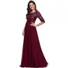 Novo Elegante Vestido de Noite Ultra-Longo com Lantejoulas, Gola Redonda, Manga Meia-Manga, Corte em A para Mulheres da Amazon 2026 Vestido de Banquete
