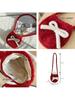 2024 Saco de Ovos Caseiro Macaron Pelúcia Oval Bonito Pequeno Mochila Crossbody Arco Bolsa de Telefone Móvel
