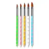 Caneta de Cristal com Haste Espiral Pintura de Unha Extensão Unha Dica de Prática para Iniciantes Cabeça Plana Caneta Dourada e Prateada Pacote com 5