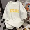 Camiseta Casual Oversize de Manga Curta com Estampa de Letras de Marca da Moda Verão Preguiçoso Estilo Universitário Vintage Roupa de Trabalho Top