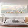 Pintura de cabecera fresca y simple Pintura de pared moderna minimalista Pintura decorativa para sala de estar Estilo crema Pintura de fondo para sofá Mural floral