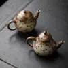 Tetera de imitación leña japonesa Mi Yan tetera de gres hecha a mano con filtro color bajo vidriado pintada a mano juego de té kung fu