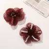Acessórios de Flor de Pérola em Organza Bordada Feitos à Mão Exquisitos Estilo Coreano Acessórios para Roupas Patches de Tecido Broche Acessórios de Flor