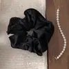 Elástico de Cabelo Elegante com Renda Franzida Estilo Ruth Cor Sólida Simples Corda de Cabelo Grande