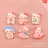Nuevo gatito de dibujos animados montando a caballo accesorios de resina DIY clip para el pelo brillante material agujero zapatos accesorios para ropa