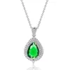 Collar Colgante de Moda Estilo Europeo y Americano Más Vendido Transfronterizo con Zirconia de Diamante Completo Forma de Gota de Agua Anillo de Lujo Ligero Pendientes Conjunto de Tesoros de Color para Mujer