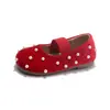 Zapatos de Princesa de Terciopelo para Niñas 2026 Otoño Nuevos Zapatos de Una Sola Pieza Retro Punta Redonda Pequeños Mary Janes Zapatos Pequeños de Cuero con Perla para Bebé