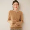 Nuevo Suéter Cardigan de Cachemira para Mujer Otoño 2026, Suéter Corto de Punto Simple con Cuello Redondo Adelgazante