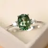 Fábrica de Joyería Jiuqin Temu Shein Venta Caliente Transfronteriza Europea y Americana Anillo para Mujer Anillo de Boda con Forma de Huevo Verde