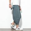 Pantalones Cortos de Linterna para Hombre de Verano Lino Sueltos 7 Pantalones Capri Estilo Étnico Chino Nepal Tendencia 9 Pantalones de Pierna Ancha