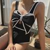 Traje de Baño Conservador de Nuevo Estilo Cubre Vientre Adelgazante Sexy Traje de Baño sin Espalda para Mujer Pecho Pequeño con Realce
