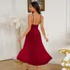 Bata de encaje con decoración de perlas más vendida de Amazon, malla transparente con abertura, vestido casero sexy de longitud larga para mujer 898