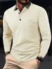 Camisa Polo Masculina Elegante para Negócios, Manga Longa, Cor Sólida, Casual, Esportiva, com Gola Reversível, Disponível na Amazon para Vendas Transfronteiriças