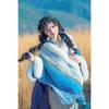 Chal de estilo étnico para otoño e invierno, Xinjiang, Yunnan, turismo, vacaciones, degradado, cálido cuello de piel, abrigo de punto, capa, bufanda