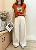 Camiseta de algodón acanalado de trece filas, fuente física, para mujer, directo de fábrica, top de manga corta ajustado, suministro exclusivo segunda tanda de verano