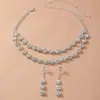 Collar de Perlas de Moda Popular Transfronterizo para Mujer, Joyería de Novia, Pendientes, Accesorios de Cadena para Clavícula de Lujo de Gama Alta de Nicho
