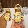 Sandalias de Diadema Tejida Estilo Mori para Niñas 2026 Nuevo Verano Zapatos de Princesa Huecos con Lazo para Niña Pequeña Zapatos de Playa
