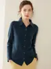 Cardigan de Punto de Cachemir con Cuello Poli para Otoño e Invierno Camisa para Mujer Elegante Ropa de Trabajo Chaqueta Suéter Abotonada Estilo Simple y Versátil