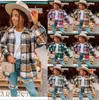 Ins Celebridad de Internet Otoño Calle Elegante Europeo y Americano Manga Larga Solapa Suelta Camisa de Cuadros para Mujer Chaqueta de Largo Medio