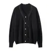 Cardigan de Tricô Consinee 100% Caxemira Pura com Decote V para Mulheres, Caimento Solto, Suéter Elegante, Jaqueta Camada Interna de Caxemira