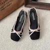 Sapatos Mula Apontados com Laço para Mulheres Estilo 2026, Sandálias de Encaixe Tecidas com Aumento Interno de Altura, Design Versátil