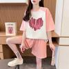 Versão Coreana Roupa Esportiva Redutora de Idade Emagrecedora Tamanho Grande Algodão Puro para Mulheres 2025 Nova Tendência Manga Curta Shorts Conjunto Versátil de Duas Peças