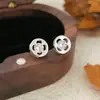 Aretes Redondos Geométricos Incrustados de Plata Pura S999 Chiheng para Mujer Estilo Fresco Lujo Accesible de Nicho Aretes Pequeños Exquisitos Aretes