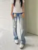 Jeans de diseñador lavados y desgastados micro-campana para mujer 2026 nuevos pantalones retro americanos de cintura baja, pierna recta ajustada