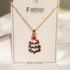 Collar de Aleación con Goteo de Aceite de la Nueva Serie Navideña Europea y Americana para Mujer Árbol de Navidad Papá Noel Lindo Colgante Joyería