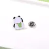 Broche Panda Fofo Desenho Animado Estilo Chinês Insígnia Animal para Bolsa Acessórios de Decoração para Roupas Broche de Pin com Corrente de Panda Gigante